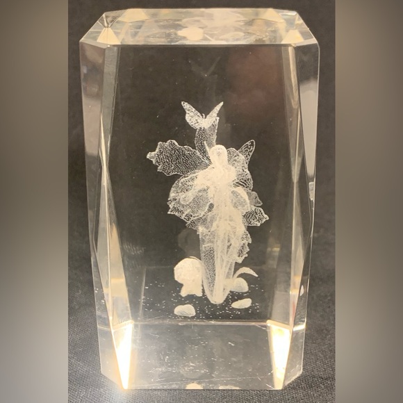 Fairy 3D Laser Etched Crystal Glass Tall Paperweight 3.25” - Picture 4 of 7